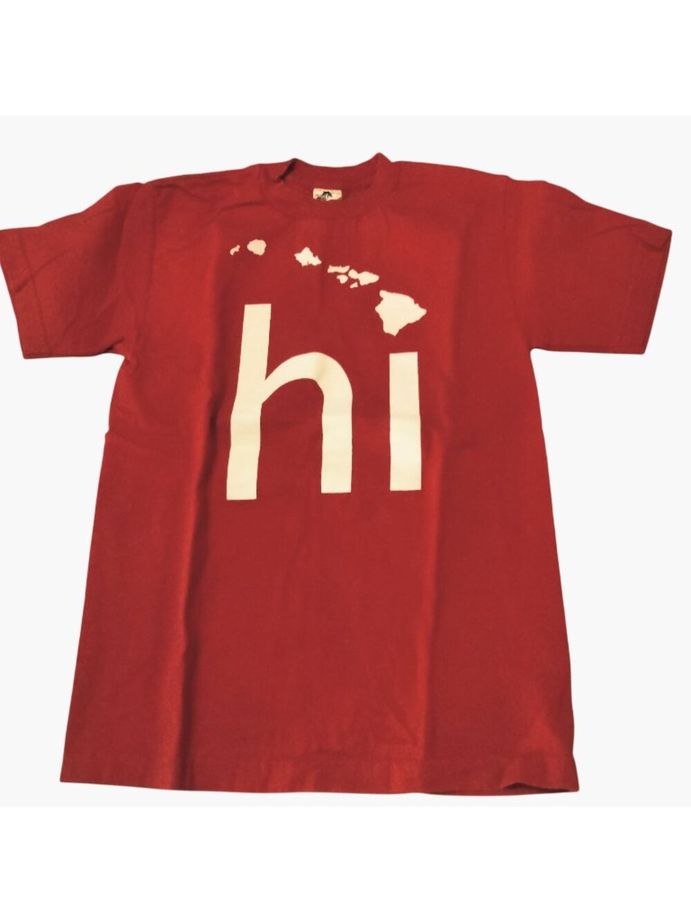 Alstyle Red T Shirt Hawaii Hi Print Short Sleeve Crew Neck Hawaiian Map Small